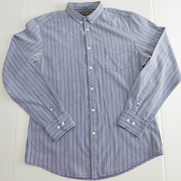 Ben Sherman Men's Shirt Size XL Blue White Stripe Long Sleeve Button Down Cotton - Picture 4 of 15